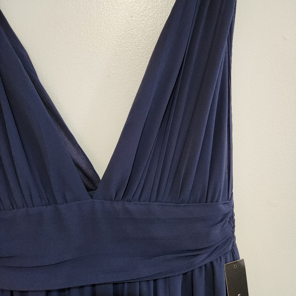 Lulu's Heavenly Hues Navy Blue Double V-Neck Maxi Dress, Size Large - Picture 7 of 14
